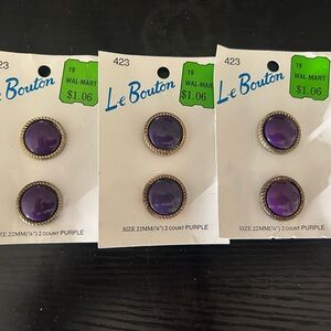 ⭐️$5 when bundled! ⭐️ Le Bouton Round Purple Shank Buttons 19mm 3/4 inch 3 lot